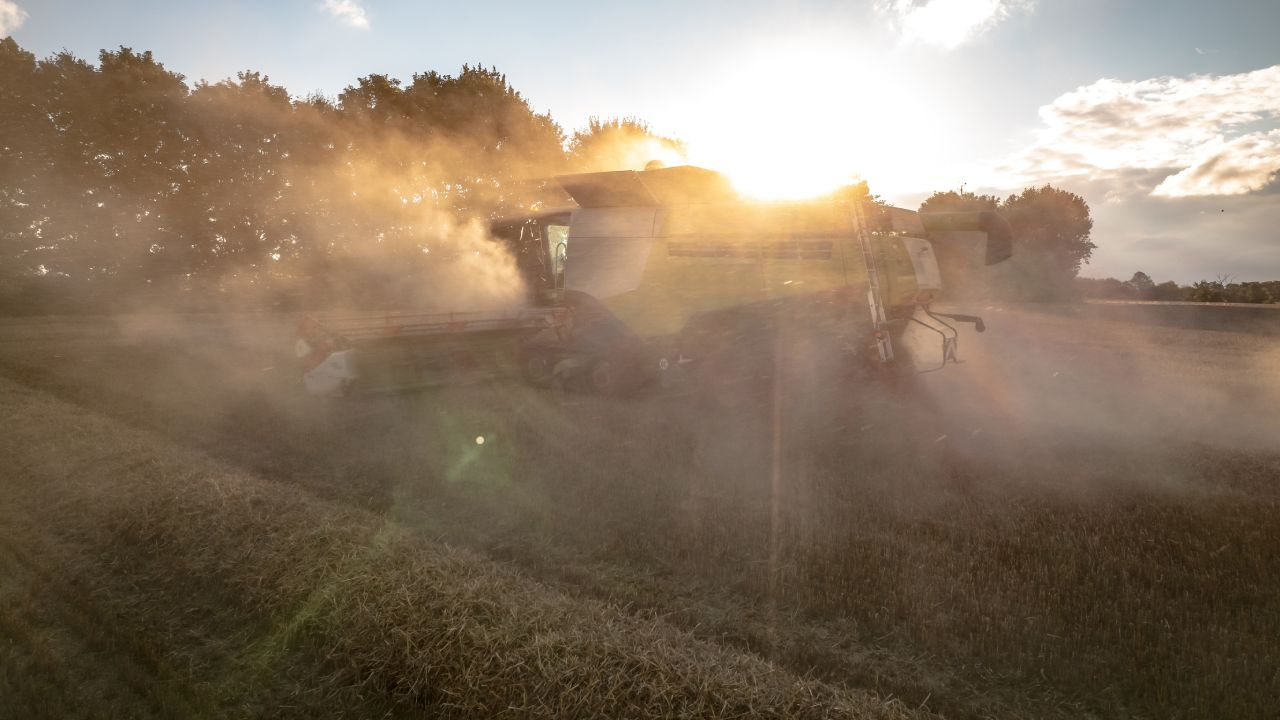 Prašnjavi kombajn radi punom parom